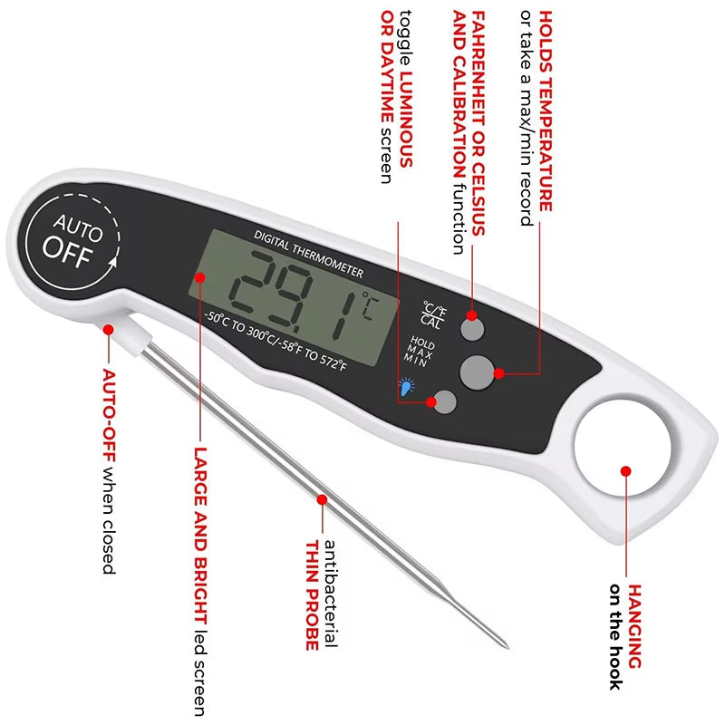 Top Seller Folding Probe Instant Read Thermometer Kitchen Milk Candy Grill Barbecue Food BBQ Cooking Digital Meat Thermometer